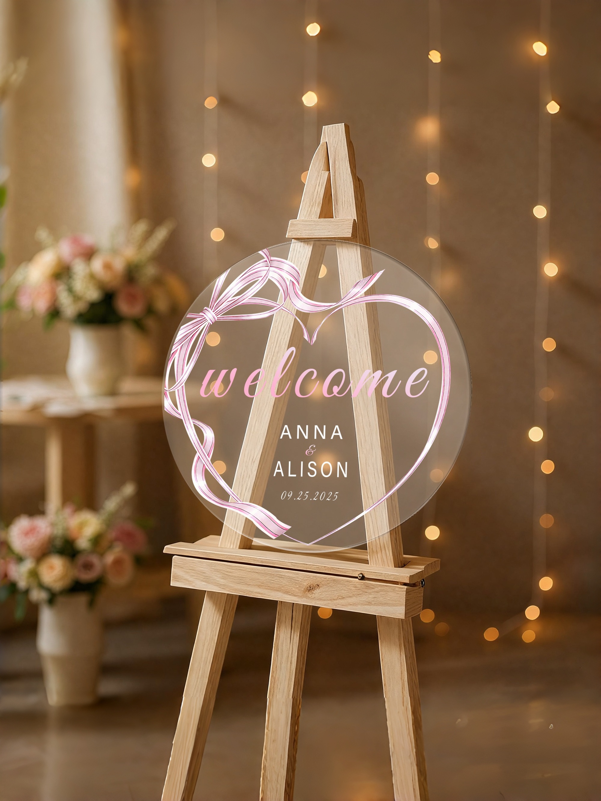 Custom Round Acrylic Wedding Welcome Sign